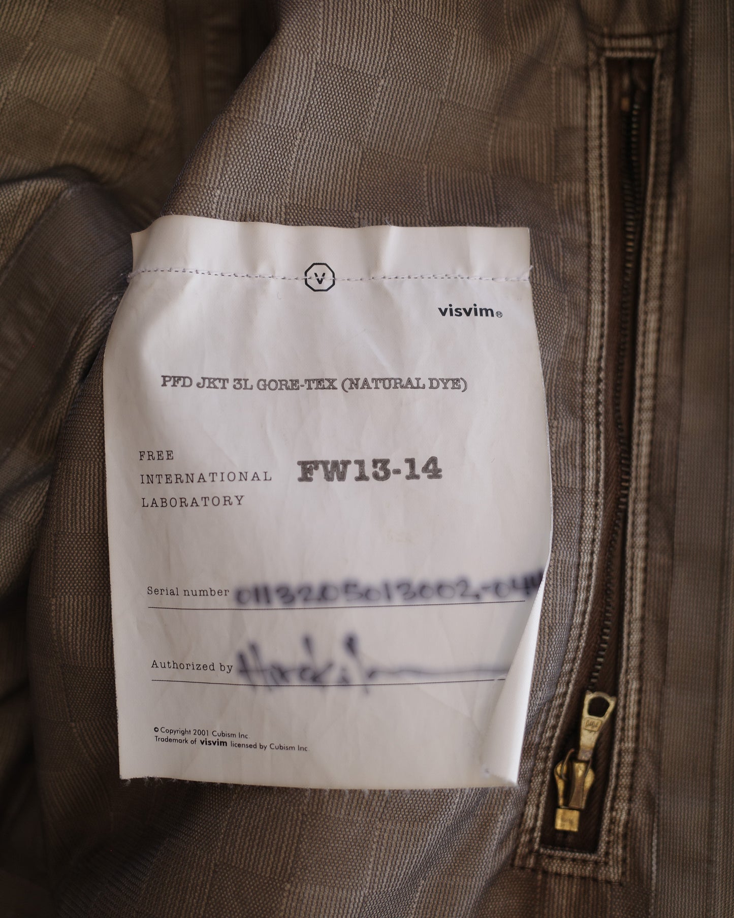 Visvim 13AW PFD JKT 3L Gore-Tex (Natural Dye)