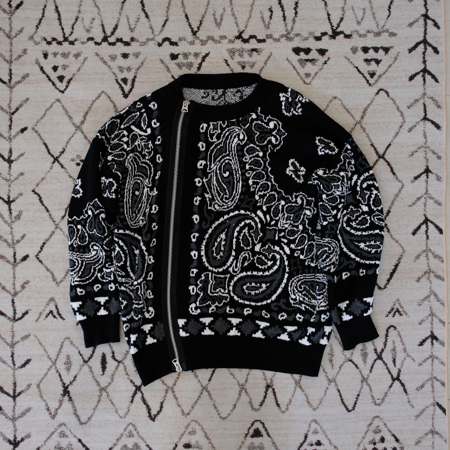 Sacai Black Bandana Zip Sweater