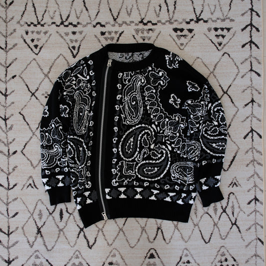 Sacai Black Bandana Zip Sweater