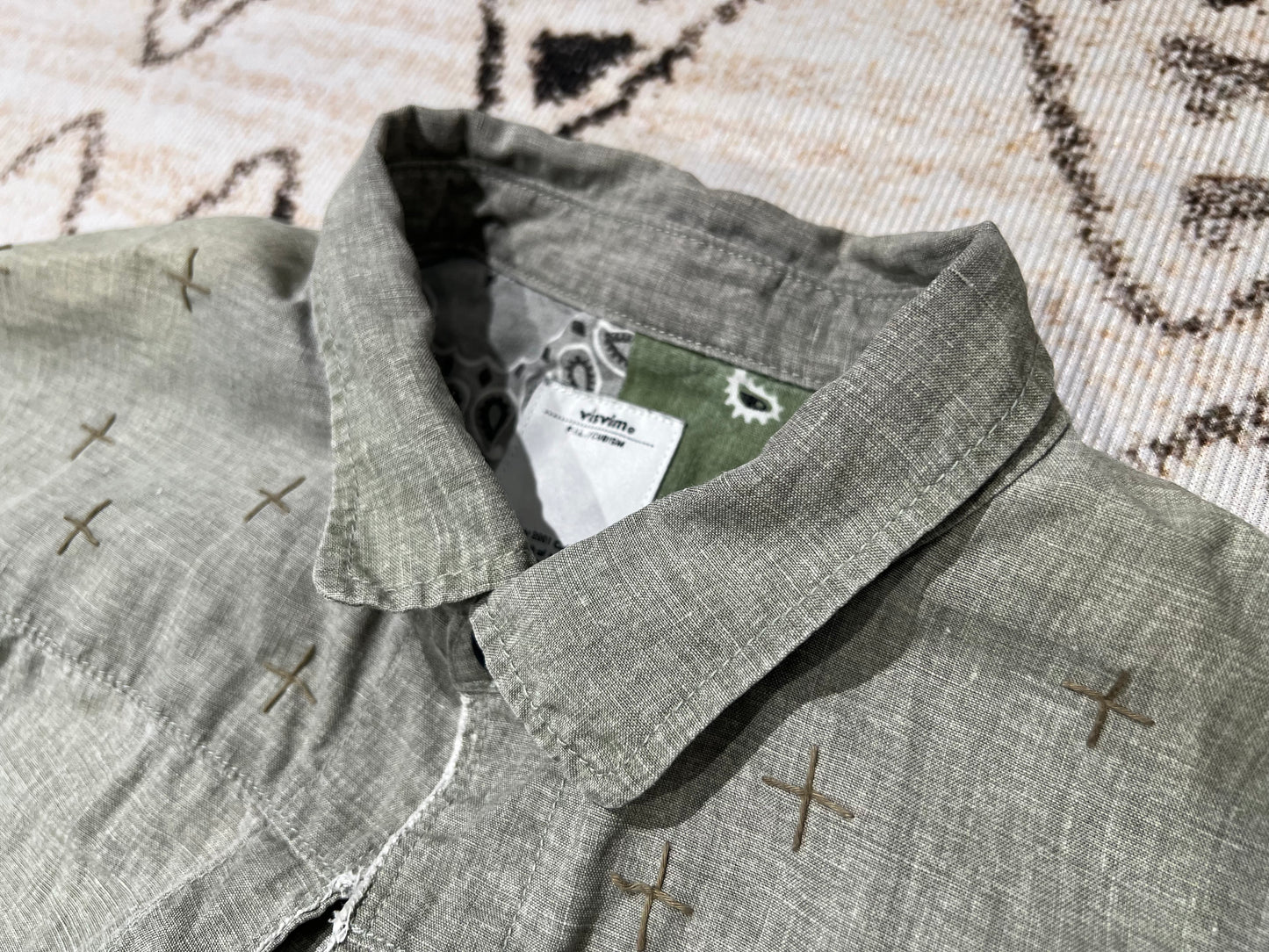 Visvim 14SS Kerchief Cross Stitch Tunic Shirt